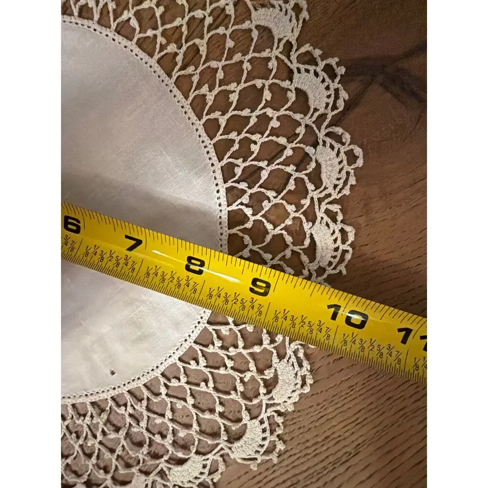 Set of 3 Vintage Hand-Crocheted White Doilies Linen Center Intricate Lacework
